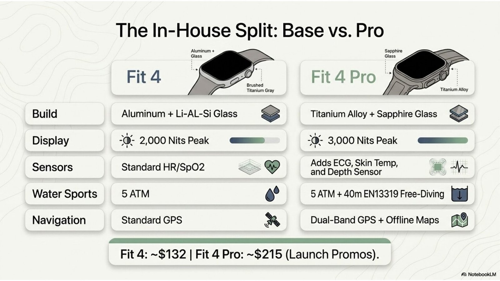 Huawei Watch Fit 4 vs Fit 4 Pro comparison: titanium vs aluminum, 3000 vs 2000 nits, ECG vs basic sensors