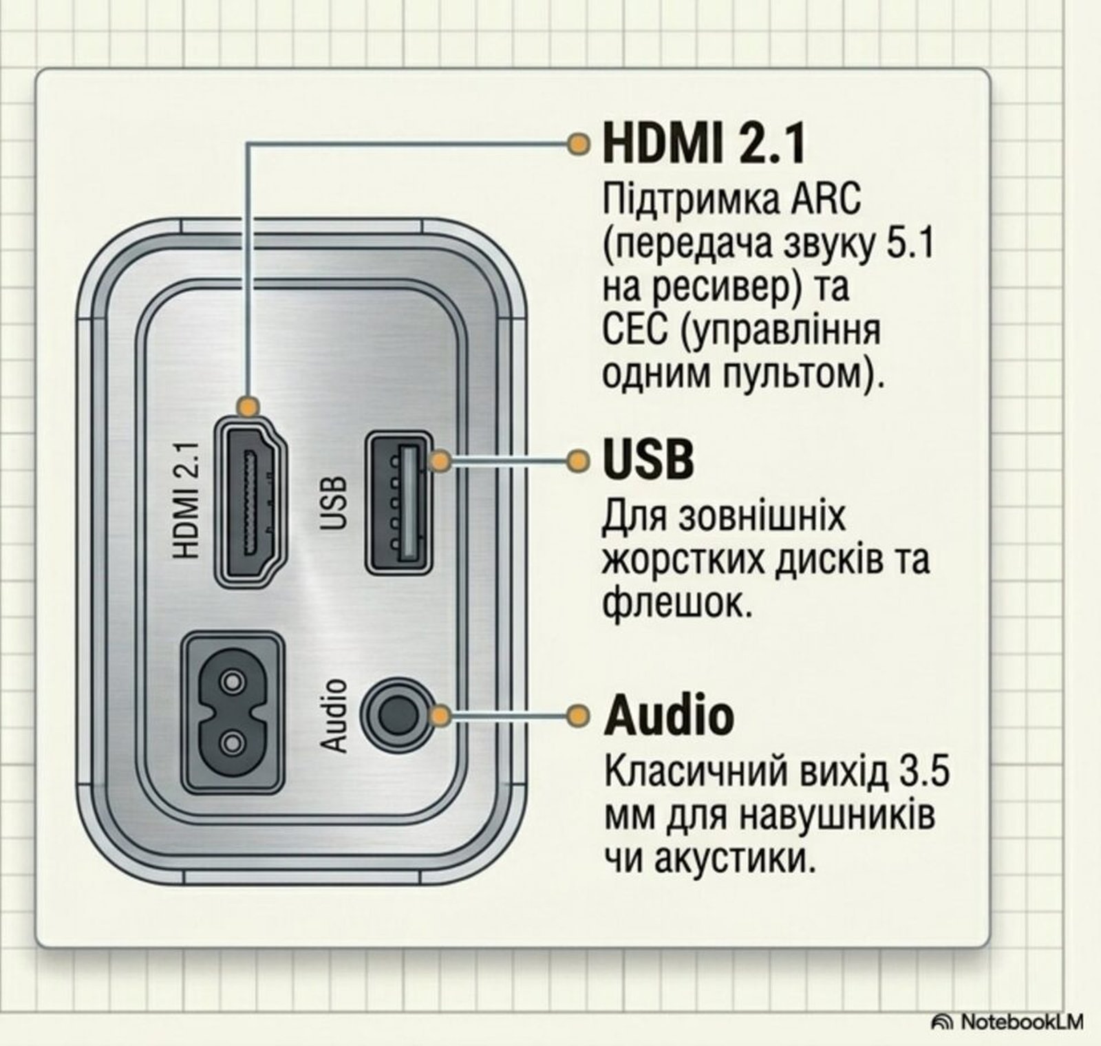 Wanbo Vali 1 Pro physical ports: HDMI 2.1 with ARC, USB drive with NTFS support and 3.5mm audio jack