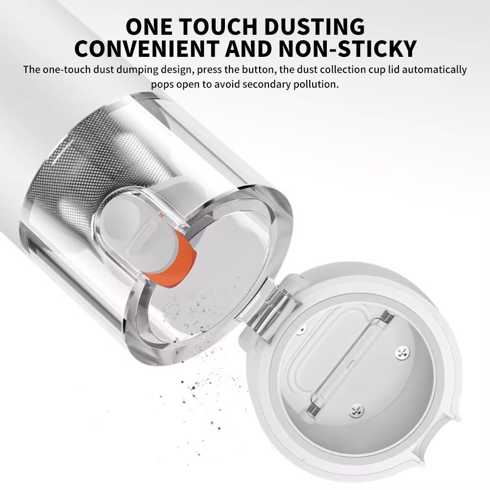 Mi Vacuum Cleaner Mini one-touch dust disposal lid popping open