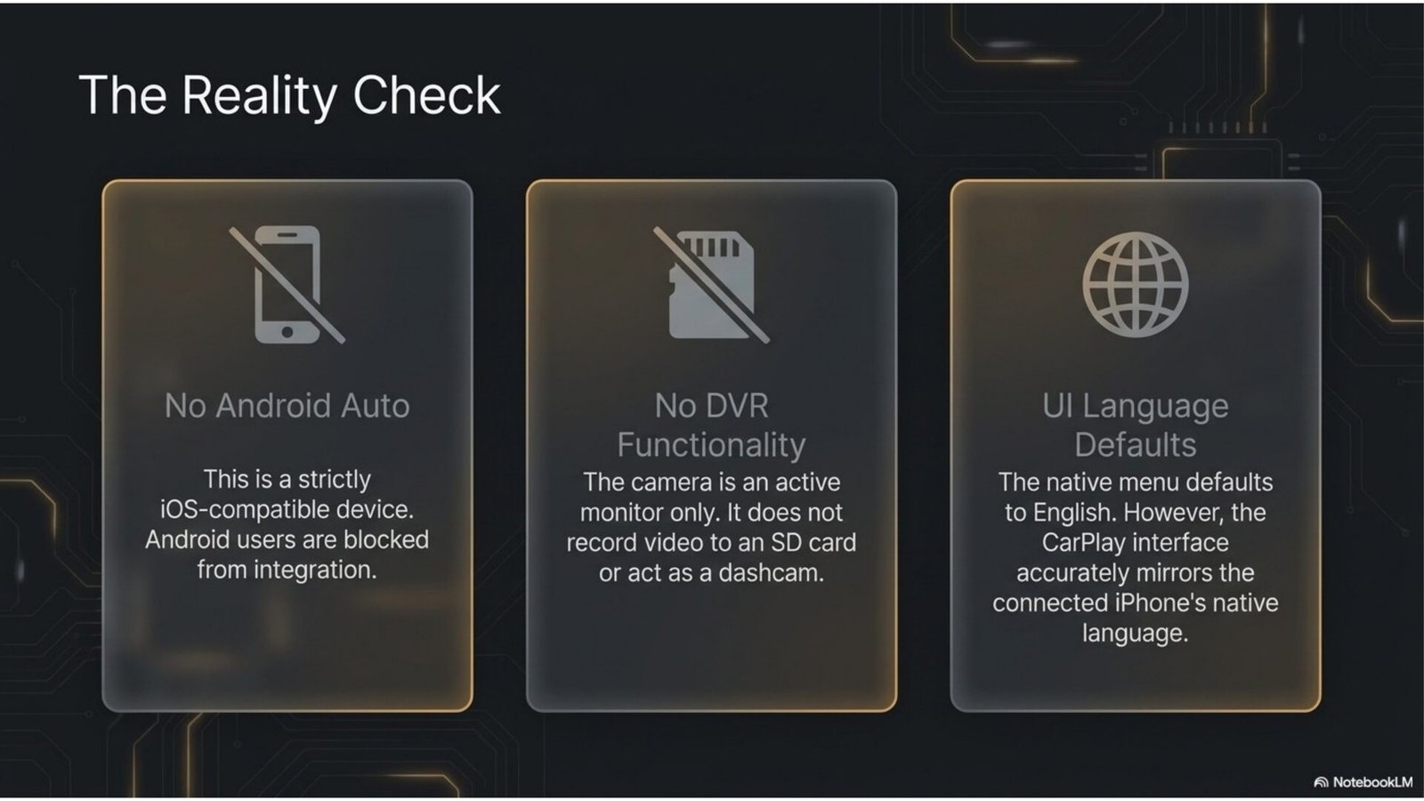 Ottocast Cabin Care limitations: iPhone only no Android Auto, no DVR recording, English menu